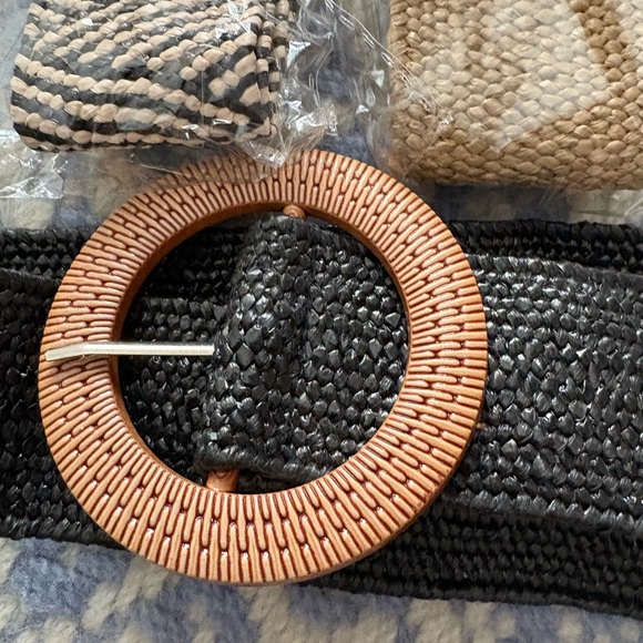 4 Straw Woven Rattan Stretch Belts Medium Amazon Retro Fun Comfort Vacation - Picture 3 of 7
